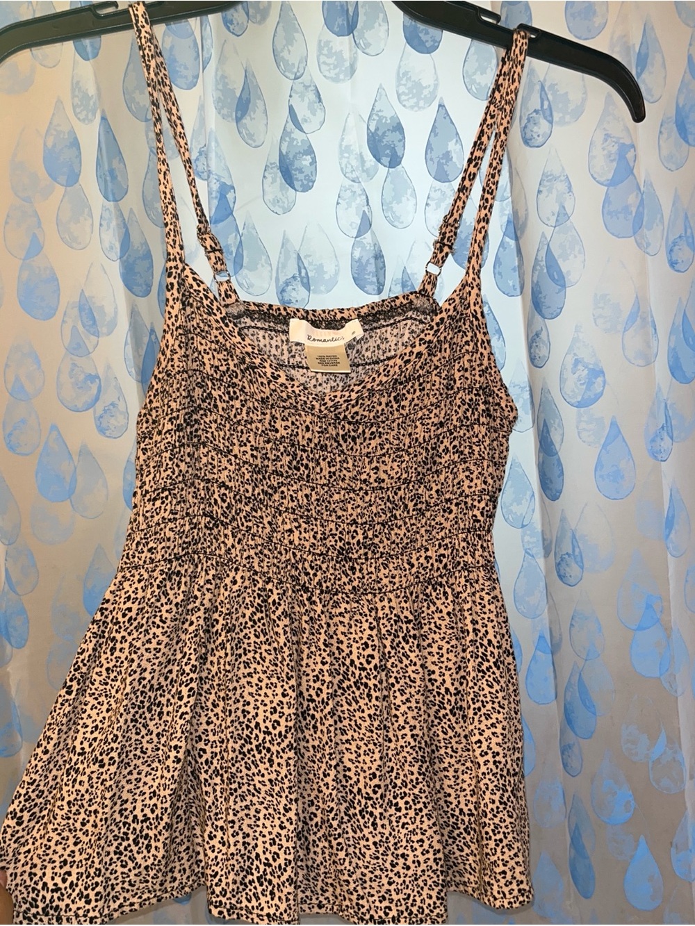 URBAN Romantics light brown Leopard Print Smocked Tank Top